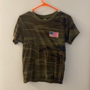 Jimmy Johns brand camo shirt with flag
